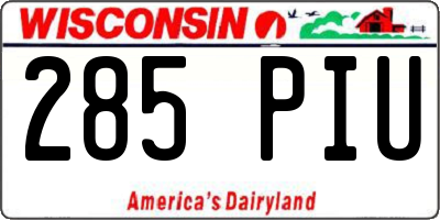 WI license plate 285PIU