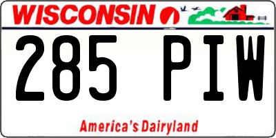 WI license plate 285PIW