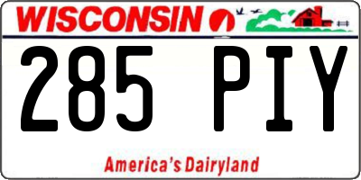 WI license plate 285PIY