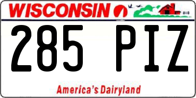 WI license plate 285PIZ