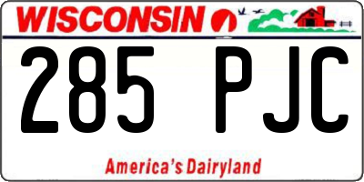 WI license plate 285PJC