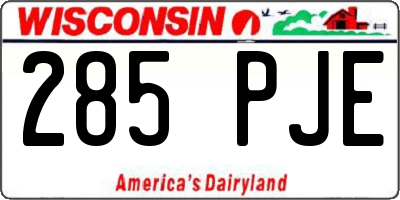WI license plate 285PJE