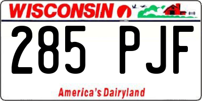 WI license plate 285PJF