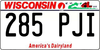 WI license plate 285PJI