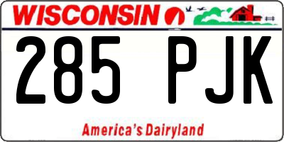 WI license plate 285PJK