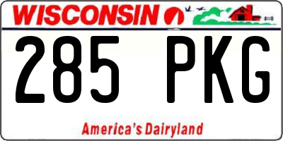 WI license plate 285PKG