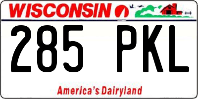 WI license plate 285PKL