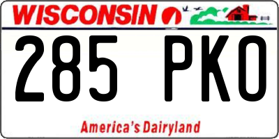 WI license plate 285PKO