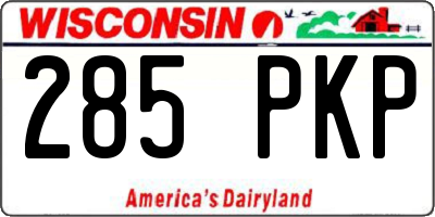 WI license plate 285PKP