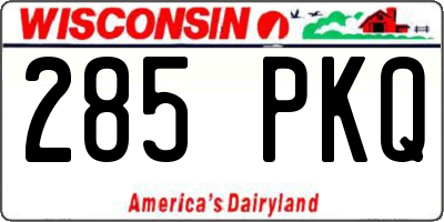 WI license plate 285PKQ