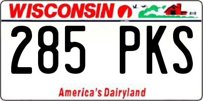 WI license plate 285PKS