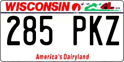 WI license plate 285PKZ