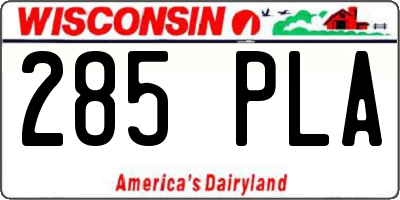 WI license plate 285PLA