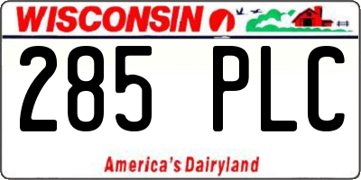WI license plate 285PLC