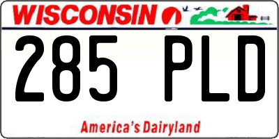 WI license plate 285PLD