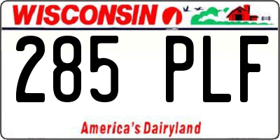 WI license plate 285PLF