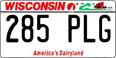 WI license plate 285PLG
