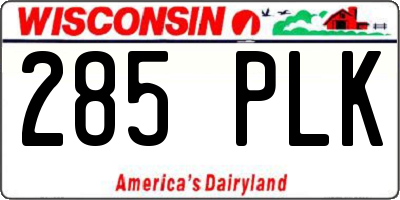 WI license plate 285PLK