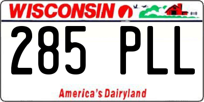 WI license plate 285PLL