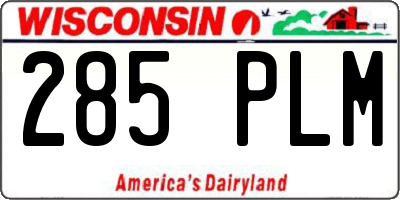 WI license plate 285PLM