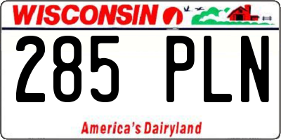 WI license plate 285PLN