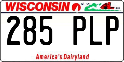 WI license plate 285PLP