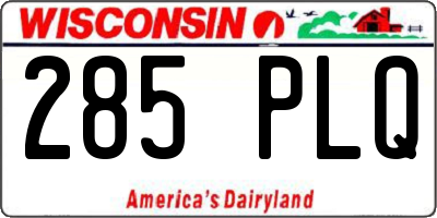 WI license plate 285PLQ