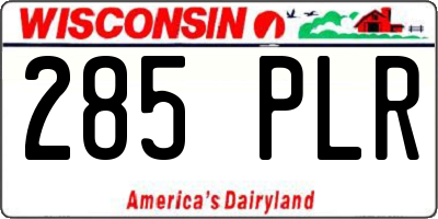 WI license plate 285PLR