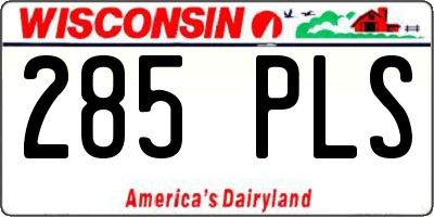WI license plate 285PLS