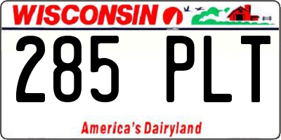 WI license plate 285PLT