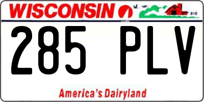 WI license plate 285PLV