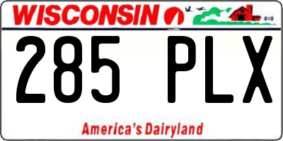 WI license plate 285PLX