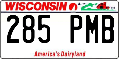 WI license plate 285PMB