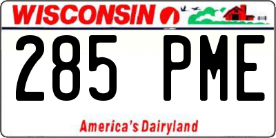 WI license plate 285PME