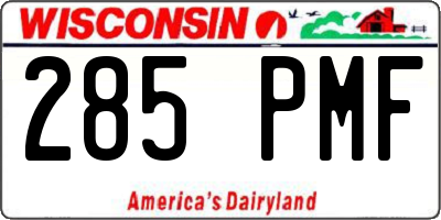 WI license plate 285PMF