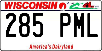 WI license plate 285PML