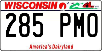 WI license plate 285PMO