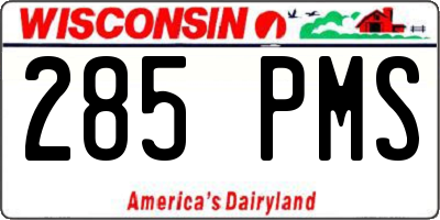 WI license plate 285PMS