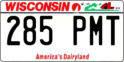 WI license plate 285PMT