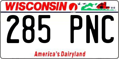 WI license plate 285PNC