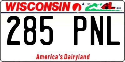 WI license plate 285PNL