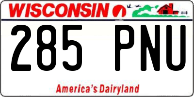WI license plate 285PNU