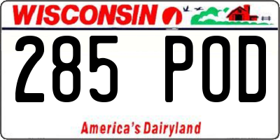 WI license plate 285POD