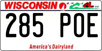 WI license plate 285POE