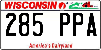 WI license plate 285PPA