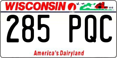 WI license plate 285PQC