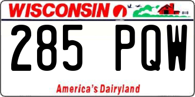 WI license plate 285PQW
