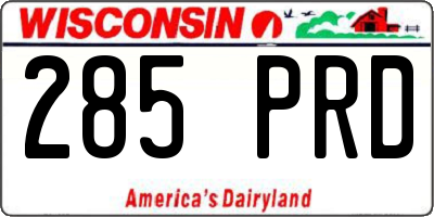 WI license plate 285PRD