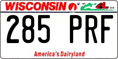 WI license plate 285PRF