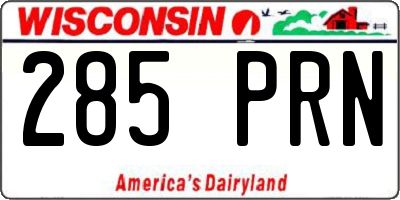 WI license plate 285PRN